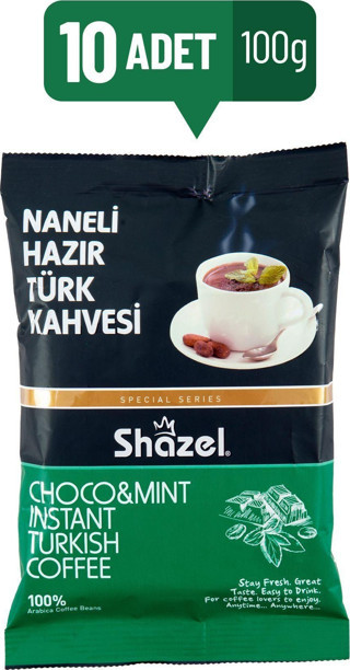 Shazel Naneli Hazır Türk Kahvesi 100 G X 10 Adet (Aromalı)