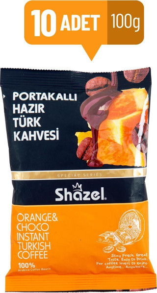 Shazel Portakallı Hazır Türk Kahvesi 100 G X 10 Adet (Aromalı)