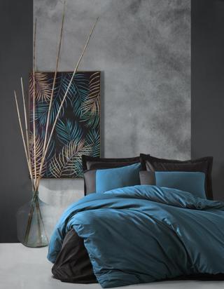 Cotton Box Plain Tek Kişilik Nevresim Takımı Petrol - Siyah