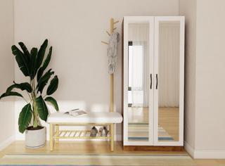 Limila 2 Kapaklı Amalfi Beyaz Renk Aynalı Portmanto