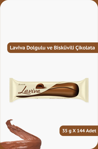 Ülker LAVİVA Sütlü ve Bitter Çikolata Dolgulu ve Kakaolu Bisküvili Bar - 35 gram - 144 Adet