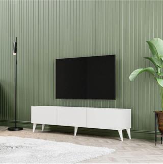Mezza 1240 EVA 3 KAPAKLI KULPSUZ 150 CM AYAKLI TV ÜNİTESİ BEYAZ