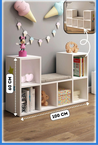 Fly Mobilya Linaza Montessori Minderli Kitaplık Fly170126