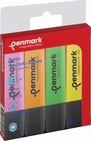 Penmark Fosforlu Kalem 4 Lü Karışık Renk Neon HS 505 4N