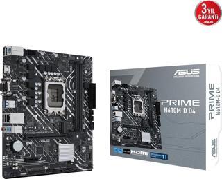 Asus Prime H610M-D D4 12.Nesil Intel H610 Soket 1700 DDR4 3200MHz mATX Anakart