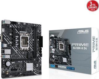 Asus Prime H610M-K D4 12.Nesil Intel H610 Soket 1700 DDR4 3200MHz mATX Anakart