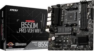 Msi B550M PRO-VDH Wi-Fi Am4 Ddr4 4400(Oc) Hdmı Dvg Vga  M.2 Usb3.2 Wıfı Matx Anakart