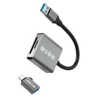 S-link SL-CR21 TypeC ve USB3.0 SD-Micro SD 110M-S Hızlı 2 in 1 Metal Kart Okuyucu