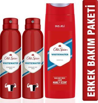 Old Spice Duş Jeli 400 ml + Sprey Deo White Water 150 ml x 2