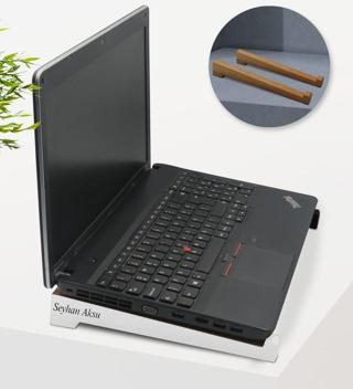 BK Kişiye Özel Taşınabilir Ahşap Beyaz Notebook Laptop Standı