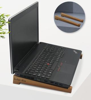 BK Kişiye Özel Taşınabilir Ahşap Notebook Laptop Standı