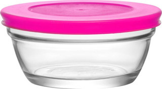 Lav 6 lı saklama kabı - kapaklı cam saklama kabı 250 cc. pembe mst243