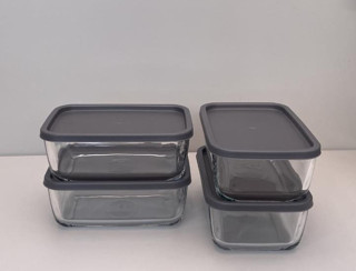 Lav büyük saklama kabı cam kahvaltılık 4 lü - saklama seti 1170 cc.gri