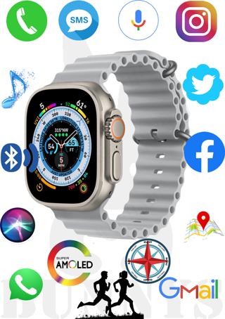 Samsung Galaxy A90 Uyumlu Akıllı Saat Watch 8 Ultra 49MM Konuşma Özellikli AMOLED EKRAN