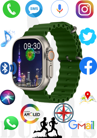 Samsung Galaxy S20 Uyumlu Akıllı Saat Watch 8 Ultra 49MM AMOLED EKRAN Konuşma Özellikli