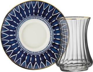 Sandro Moreno 1453 Deep Blue Optik 12 Parça 6 Kişilik Çay Seti 110 ml