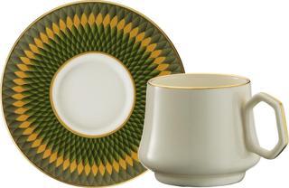 Sandro Moreno 1453 Farfar Geometrik Gold 12 Parça 6 Kişilik Kahve Fincan Takımı 90 ml