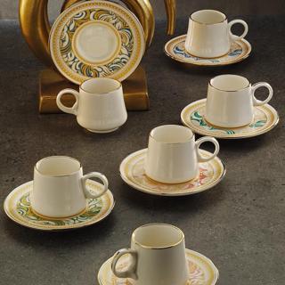 Sandro Moreno 1453 Şal Yüzük Gold 12 Parça 6 Kişilik Kahve Fincan Takım 90 ml