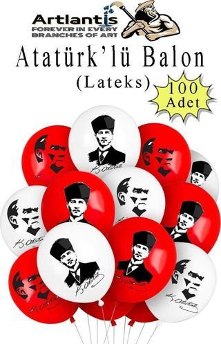 Atatüklü Balon 100 Adet Ata Balon Süsleme 29 Ekim 23 Nisan Kırmızı Beyaz Balon Bayrak Balon Bayram