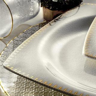 Kütahya Porselen Bone Mare 62 Parça Desenli Yemek Takımı