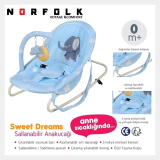 Norfolk Sweet Dreams Oyuncaklı Ev Tipi Ana Kucağı  - Sevimli Fil Mav
