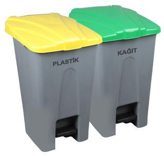 Safell Pedallı Kağıt Plastik Ayrıştırma Kovası - Ayrıştırma Konteyneri