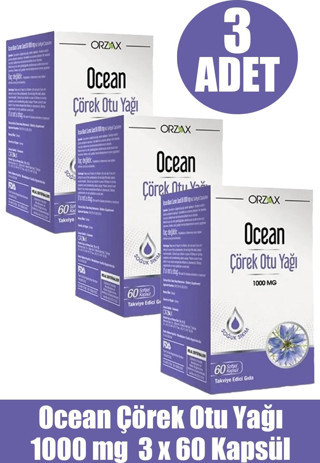 Ocean Çörek Otu Yağı 1000 mg 60 Kapsül 3 ADET