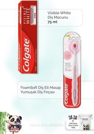 Colgate Visible White 75 ml Diş Macunu, FoamSoft Diş Eti Masajı Diş Fırçası ve ROSIE