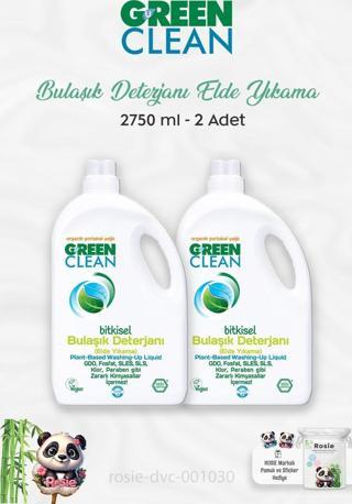 2 Adet Green Clean Bitkisel Bulaşık Deterjanı Portakal Yağlı 2750 ml ve ROSIE