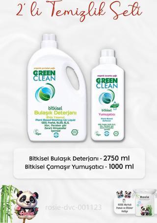 Green Clean Bulaşık Deterjanı 2750 ml, Çamaşır Yumuşatıcısı 1 lt ve ROSIE
