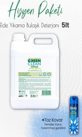 Green Clean Bulaşık Deterjanı Portakal Yağlı 5 lt ve Toz Kovar Parfümlü 300 ml