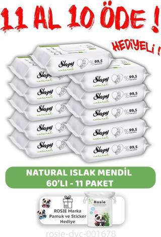 Sleepy 11 AL 10 ÖDE  Natural Yenidoğan Islak Bebek Havlusu 60'lı ve ROSIE 