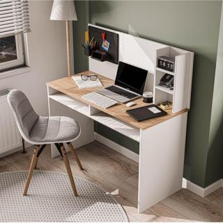 Mezza 1942 Vıctus 120 Cm Organızerli Çalışma Masası Sepet Beyaz