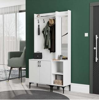 Mezza Set 5000-5040 Royal Sağ Aynalı 2 Kapaklı 4 Askılı 2 Raflı Portmanto Beyaz