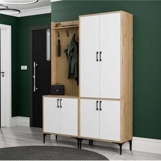 Mezza Set 5002-5032 Royal 6 Kapaklı 9 Askılı Portmanto Sepet-Yunus-Beyaz