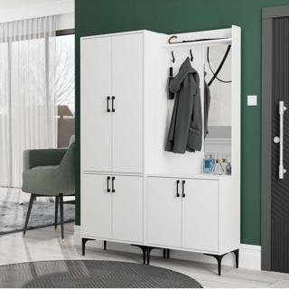 Mezza Set 5030-5010 Royal Sağ Aynalı 6 Kapaklı 7 Askılı Portmanto Beyaz