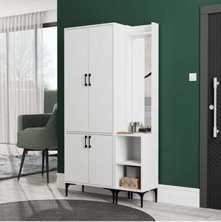 Mezza Set 5030-5040 Royal Sağ Aynalı 4 Kapaklı 5 Askılı 2 Raflı Portmanto Beyaz