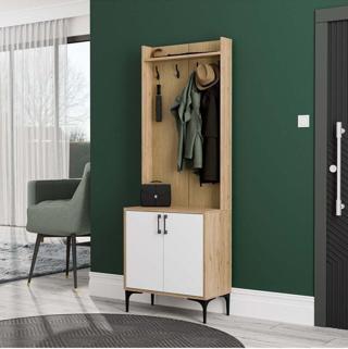 Mezza 5002 Royal 2 Kapaklı 4 Askılı Portmanto Sepet-Yunus-Beyaz