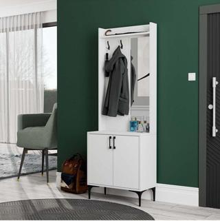 Mezza 5010 Royal Sağ Aynalı 2 Kapaklı 2 Askılı Portmanto Beyaz