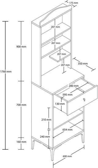 Mezza 5200 Sıesta 69 Cm Kahve Köşesi Çok Amaçlı Dolap 2 Kapaklı 1 Çekmeceli Kiler Mutfak Dolabı Beyaz