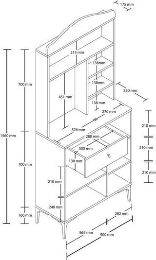 Mezza 5224 Sıesta 90Cm Kahve Köşesi Çok Amaçlı Dolap 3 Kapaklı 1 Çekmeceli Kiler Mutfak Dolabı Sepet-Beyaz