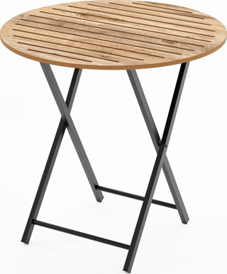 Eportatif Katlanır 4 Kişilik Yuvarlak Bahçe Masası Bistro Masa 70x70 Çam 1506