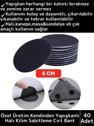 Özel Kendinden Yapışkanlı Yıkanabilir Tekrar Kullanılabilir Halı Kilim Kaydırmaz Cırt Bant 40 Adet