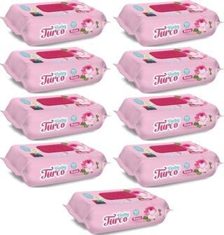 Baby Turco Islak Havlu Mendil 90 Yaprak Gül/Rose 9 Lu Set 810 Yaprak Plastik Kapaklı