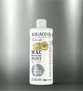 Aquacool Trend Su Bazlı Akrilik Dönüşüm Boyası Metalik Renk 901 Gümüş 500ml