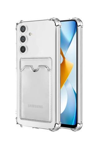 Kılıfmania Samsung Galaxy A54 Kapak Kamera Korumalı Kartlıklı Darbe Emici Özellikli Şeffaf Silikon Kılıf