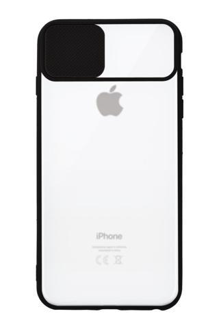 KZY İletişim Apple iPhone 7 Plus Kapak Lensi Açılır Kapanır Kamera Korumalı Silikon Kılıf - Siyah
