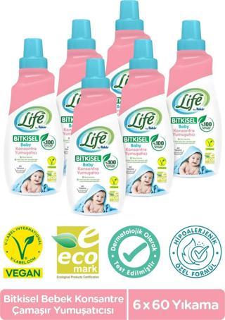 Life by Fakir Bitkisel Konsantre Bebek Çamaşır Yumuşatıcısı 1500ml x 6 Adet Avantaj Seti