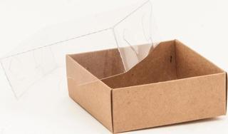 Asetat Kapaklı Karton Kutu 8X8X3 (50 Adet)  Kraft