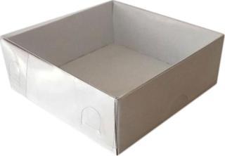 Asetat Kapaklı Karton Kutu Düz Renk 8X8X3 (50 Adet)  Beyaz